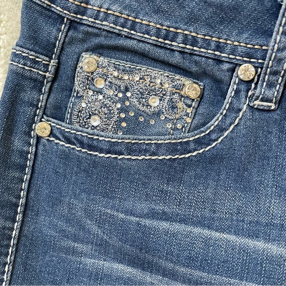 NWT Earl Straight Leg Medium Wash Embellished Pockets Zip Button Jeans Pants - Picture 5 of 13